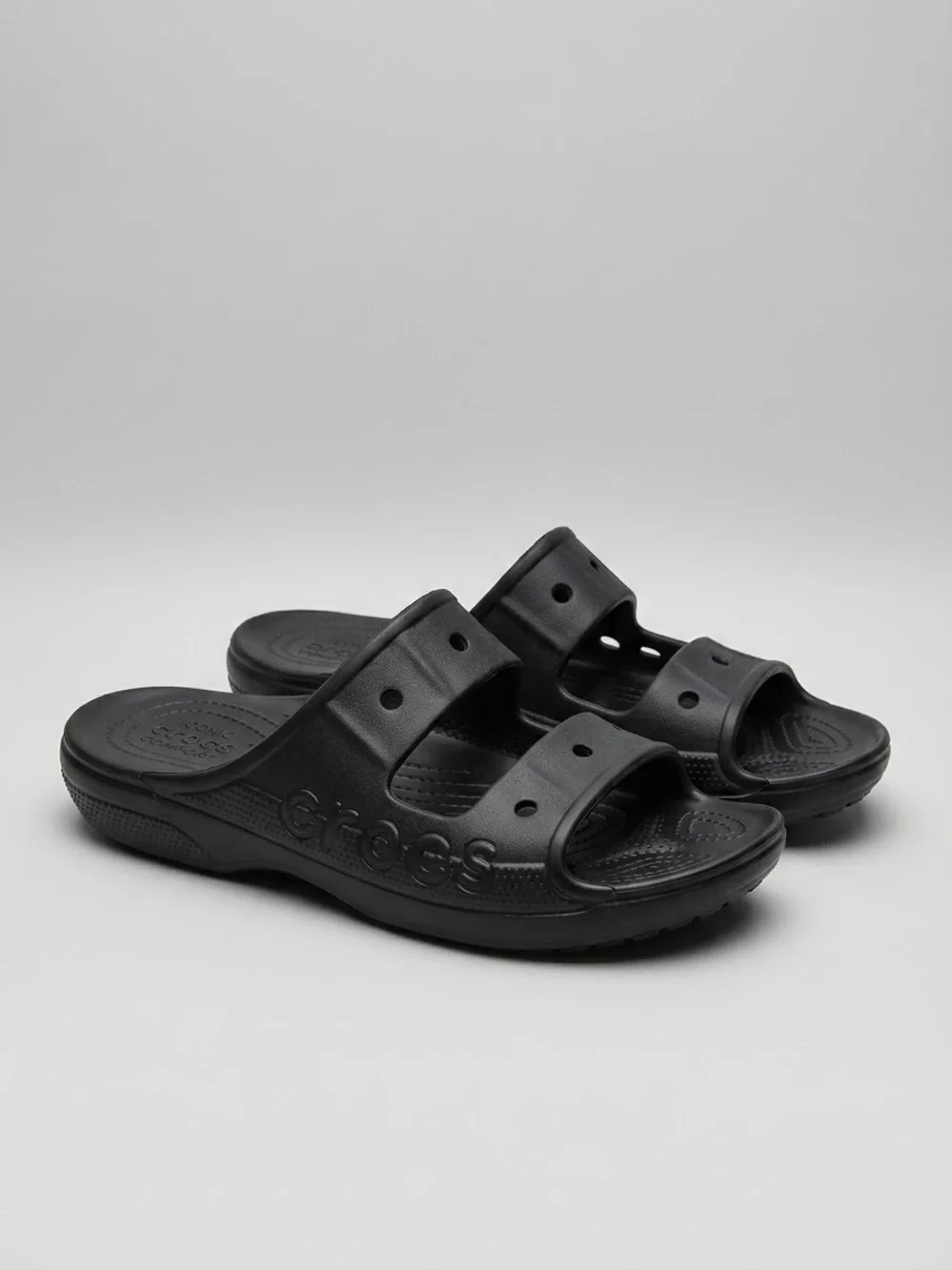 CROCS Men’s Black Dual-Strap Slide Sandals